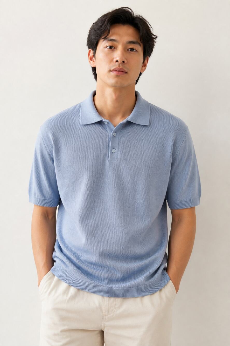 H&M Men's Blue Short Sleeve Polo Shirt Medium
